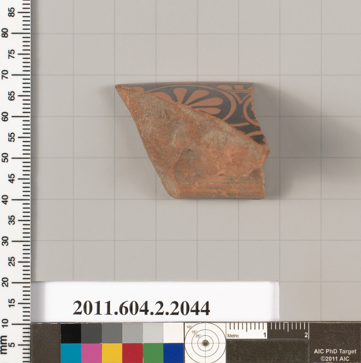 Terracotta fragment of a column-krater (bowl for mixing wine and water), Terracotta, Greek, Attic