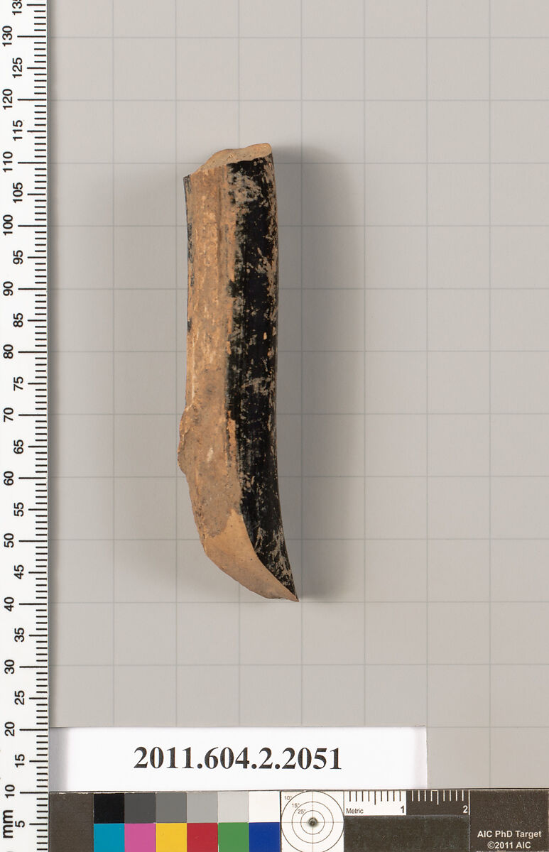 Terracotta fragment of a column-krater (bowl for mixing wine and water)?, Terracotta, Greek, Attic