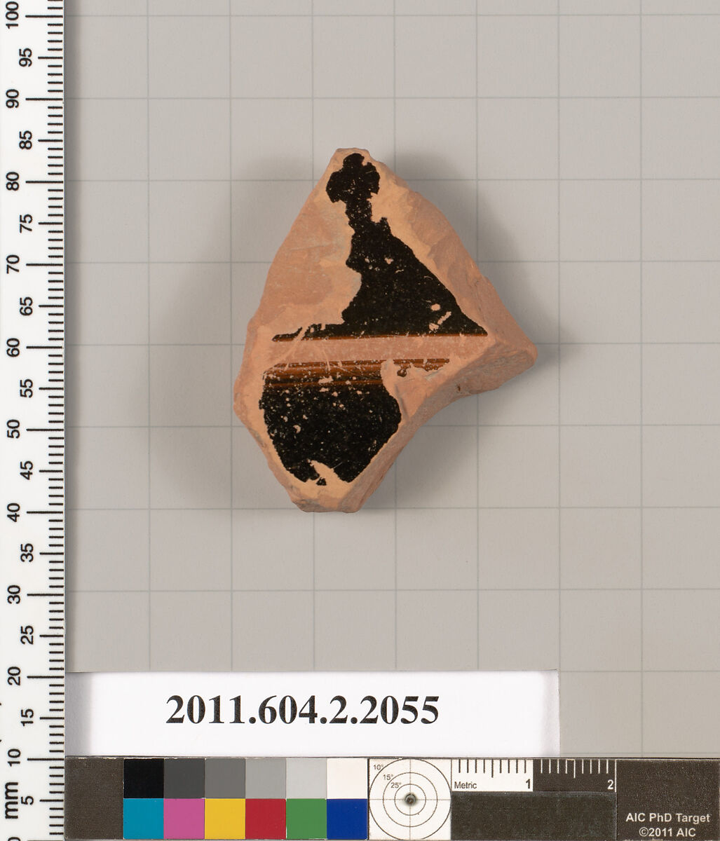 Terracotta fragment of a calyx-krater (bowl for mixing wine and water), Terracotta, Greek, Attic
