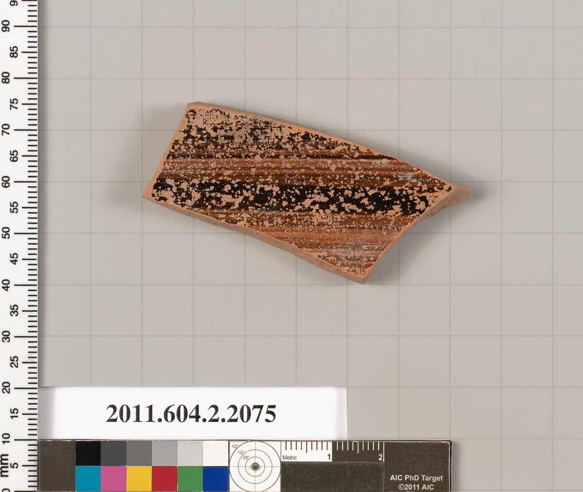 Terracotta fragment of a pot; glazed on the inside, Terracotta, Greek, Attic
