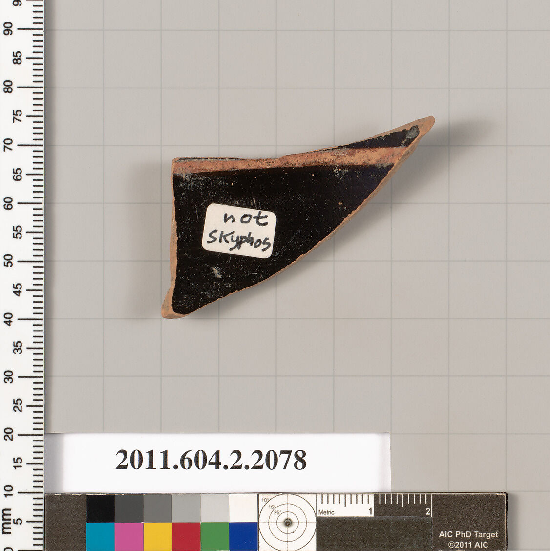 Terracotta fragment of a mug, Terracotta, Greek, Attic