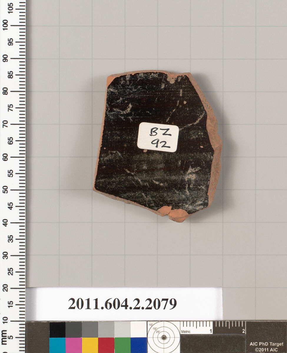 Terracotta fragment of an oinochoe (jug)?, Terracotta, Greek, Attic