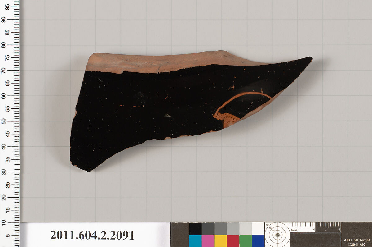 Terracotta fragment of a stamnos (jar)?, Terracotta, Greek, Attic