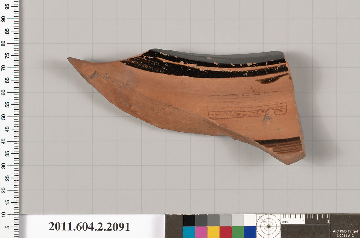 Terracotta fragment of a stamnos (jar)?, Terracotta, Greek, Attic