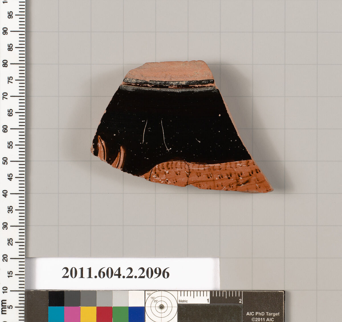 Terracotta fragment of a lekanis (covered dish)?, Terracotta, Greek, Attic 