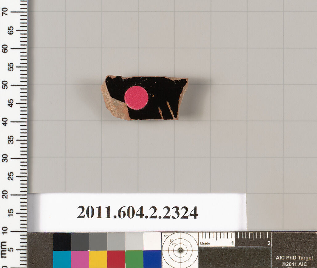 Terracotta fragment of a skyphos (deep drinking cup)?, Terracotta, Greek, Attic