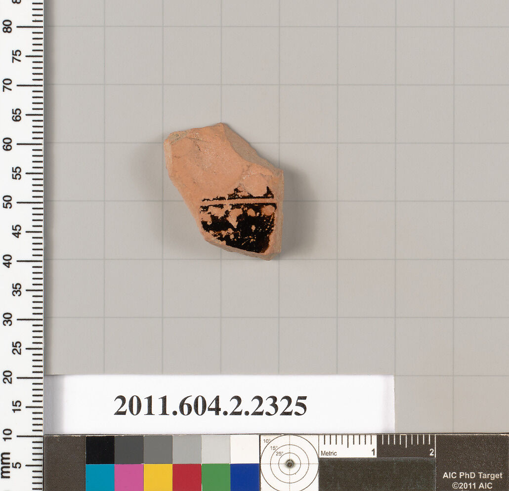 Terracotta fragment of a skyphos (deep drinking cup)?, Terracotta, Greek, Attic 