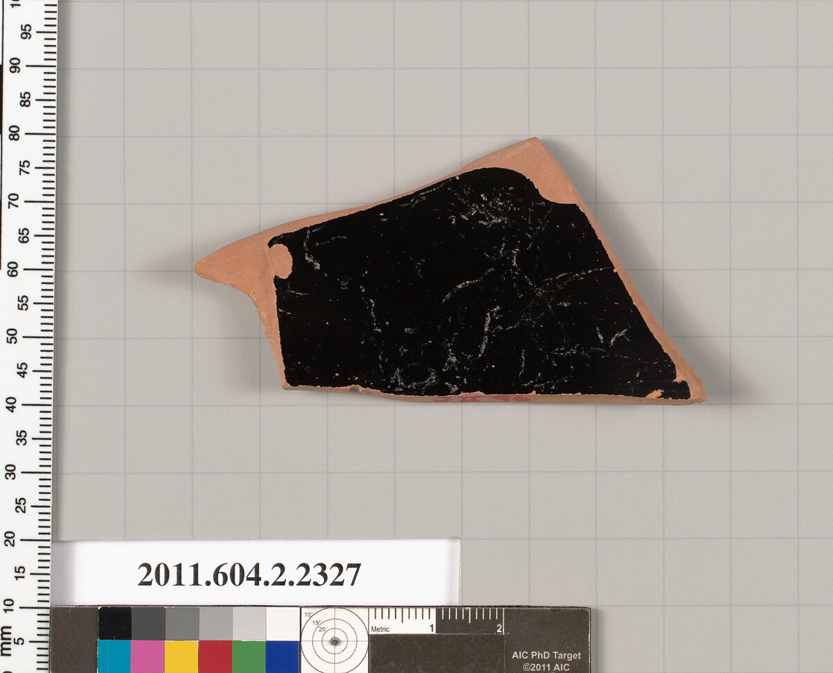 Terracotta fragment of a skyphos (deep drinking cup)?, Terracotta, Greek, Attic