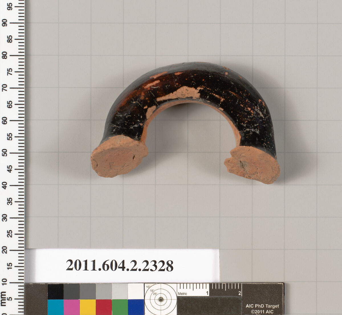 Terracotta fragment of a skyphos (deep drinking cup), Terracotta, Greek, Attic