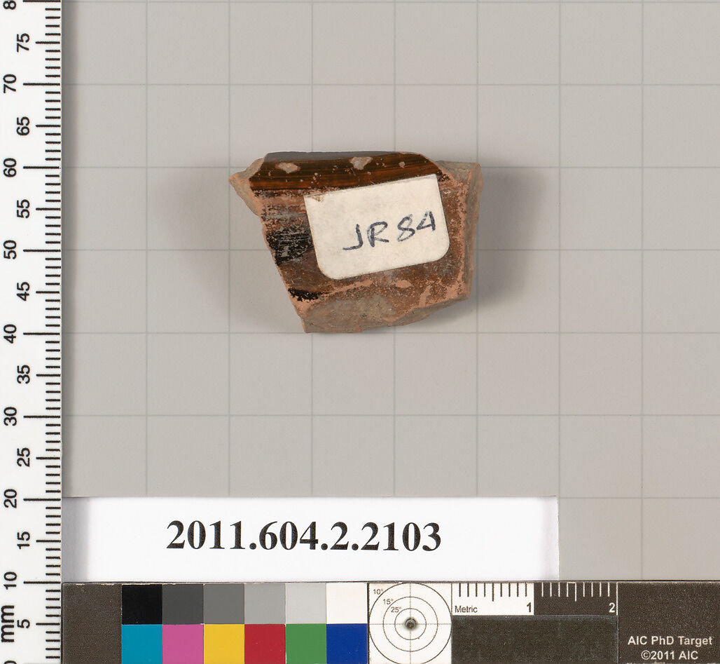 Terracotta fragment of a pot; glazed on the inside, Terracotta, Greek, Attic