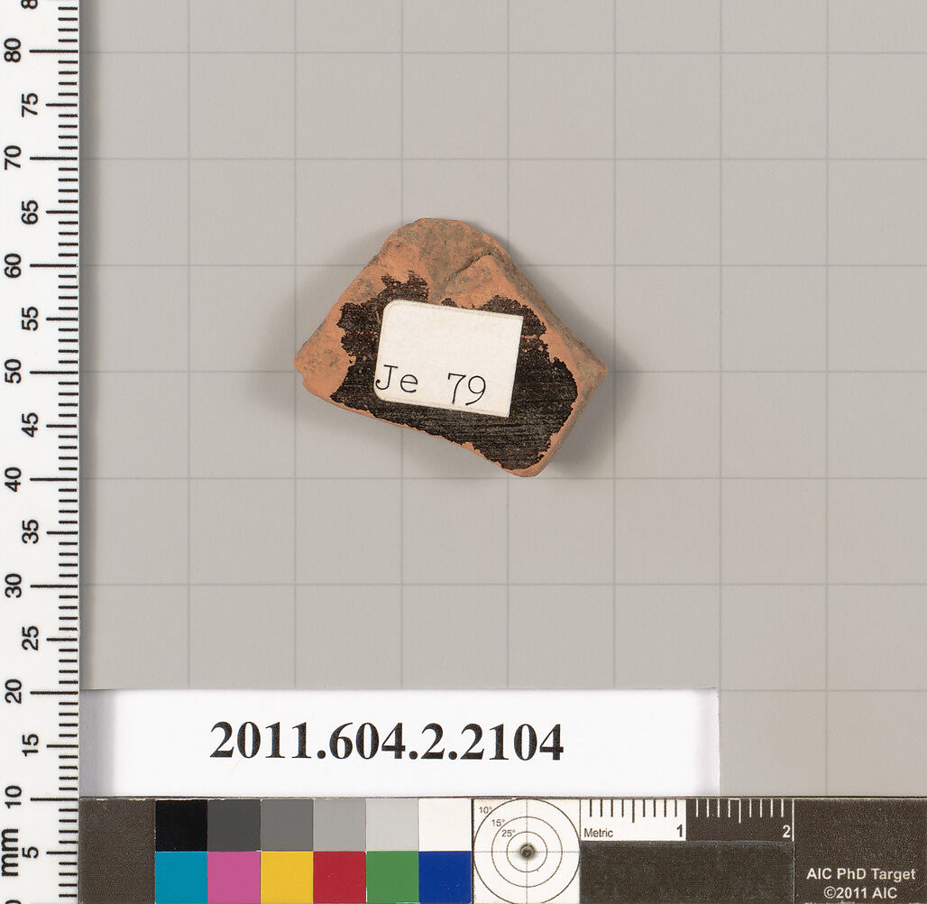 Terracotta fragment of a pot; glazed on the inside, Terracotta, Greek, Attic