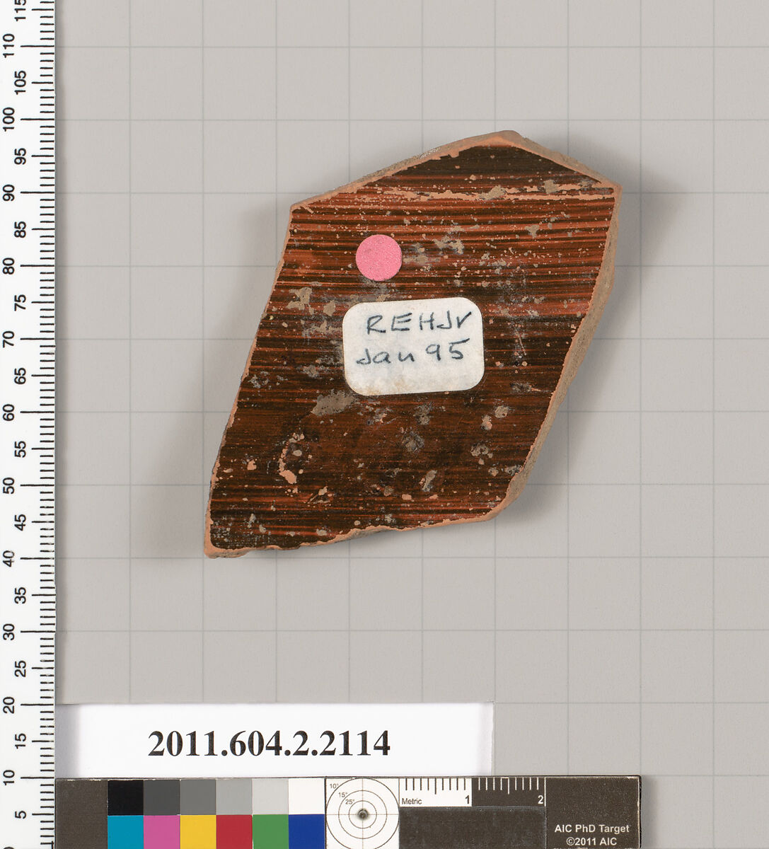 Terracotta fragment of a hydria: kalpis (water jar)?, Terracotta, Greek, Attic