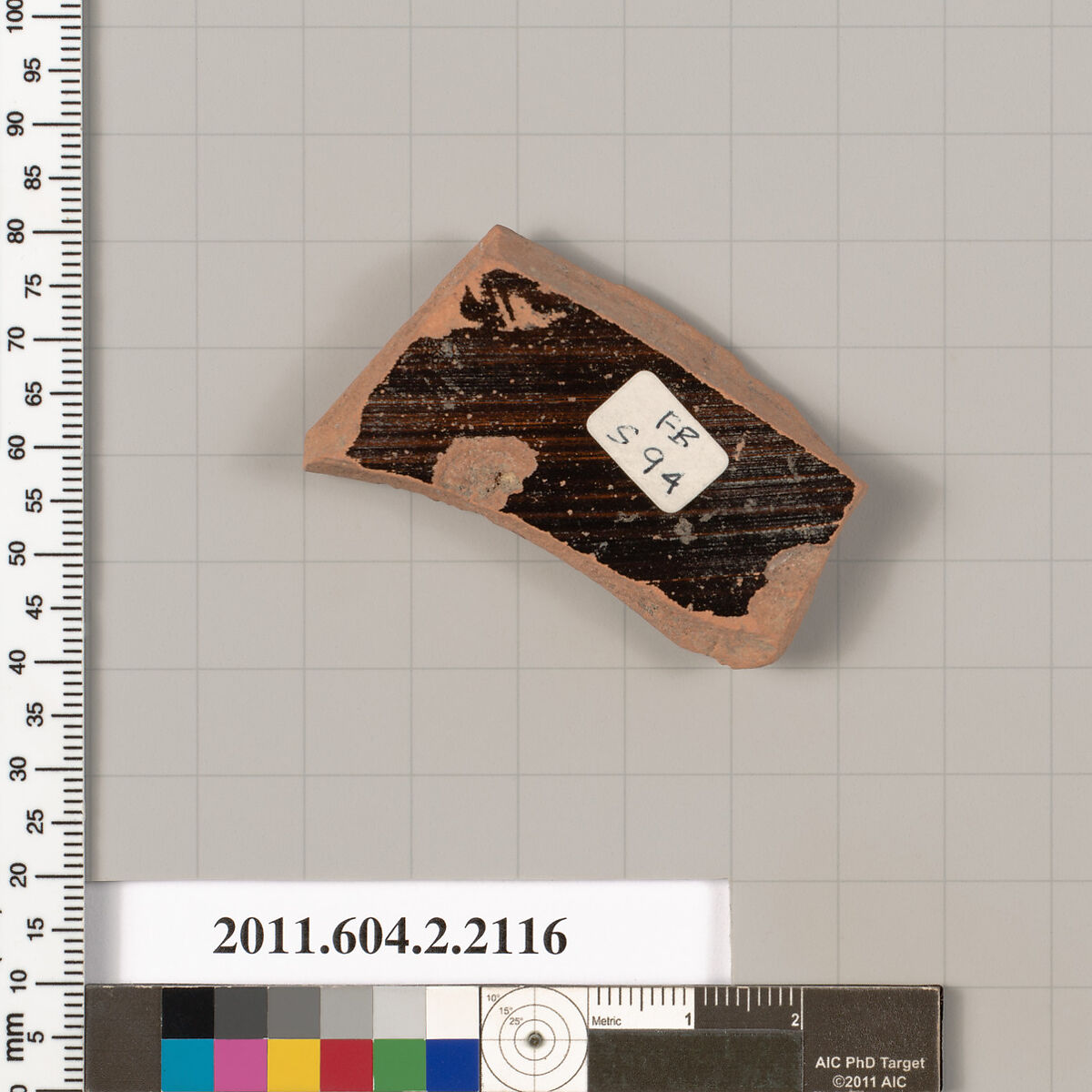 Terracotta fragment of a pot; glazed on the inside, Terracotta, Greek, Attic