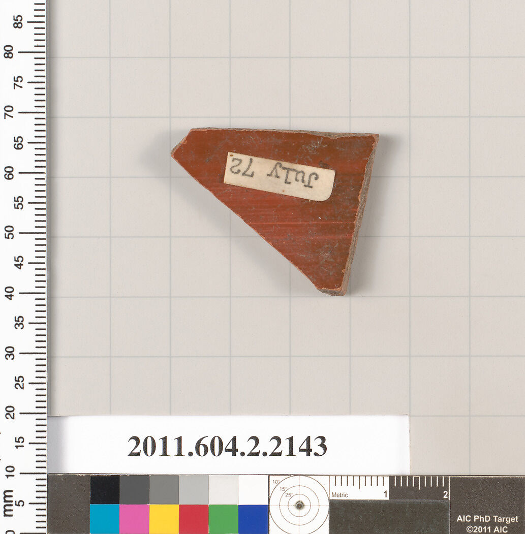 Terracotta fragment of a pot, Terracotta, Greek, Attic