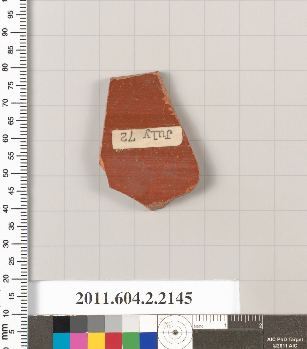 Terracotta fragment of a pot, Terracotta, Greek, Attic