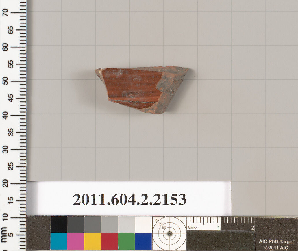 Terracotta fragment of a pot, Terracotta, Greek, Attic