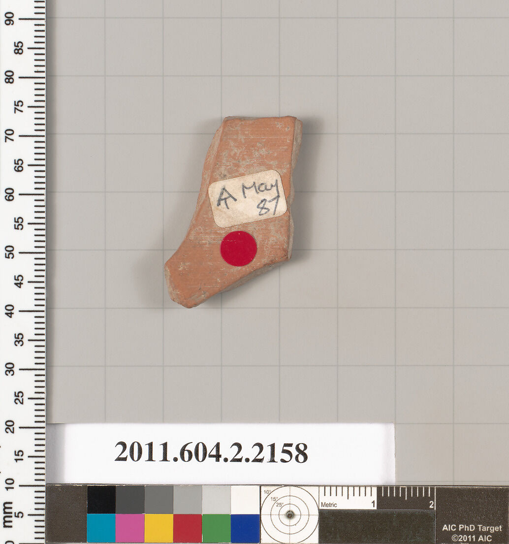 Terracotta fragment of a squat lekythos (oil flask)?, Terracotta, Greek, Attic