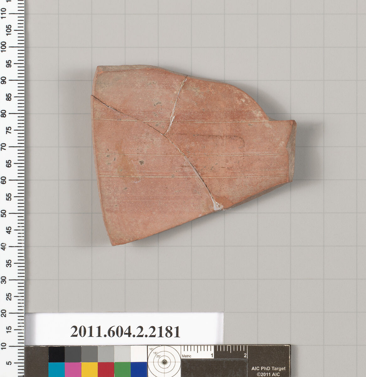 Terracotta fragment of a pot; unglazed on the inside, Terracotta, Greek, Attic
