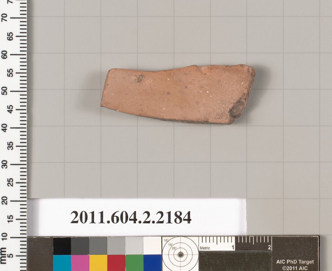 Terracotta fragment of a pot; unglazed on the inside, Terracotta, Greek, Attic