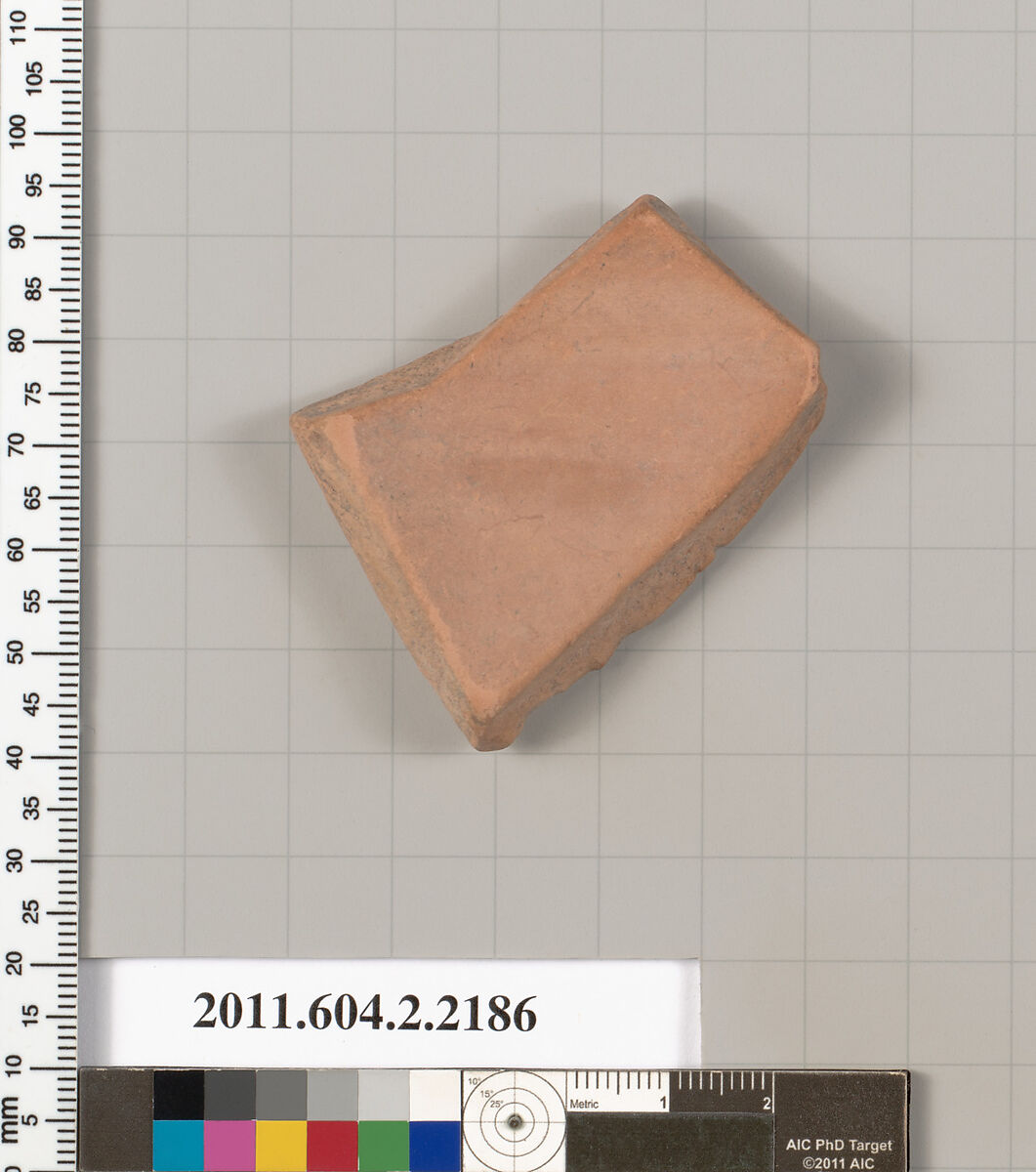 Terracotta fragment of a pot; unglazed on the inside, Terracotta, Greek, Attic