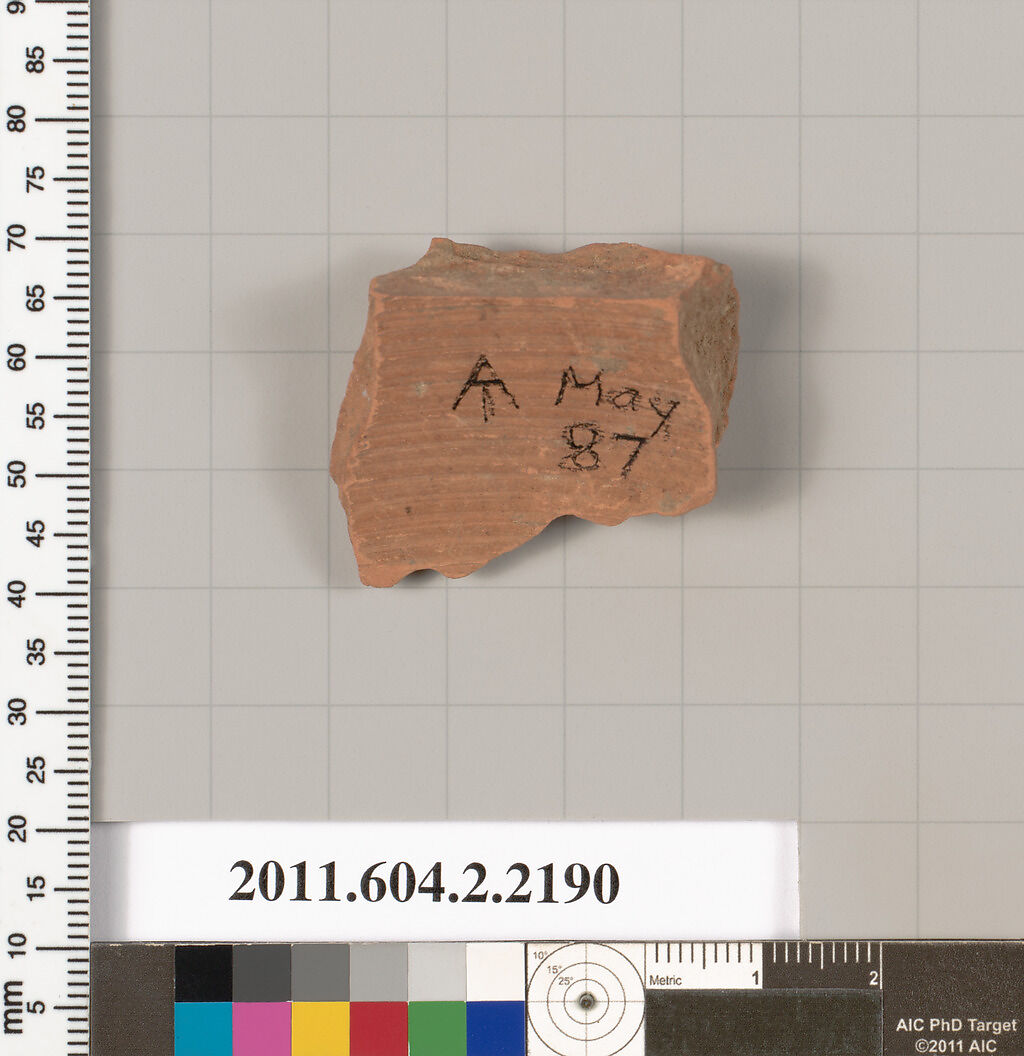 Terracotta fragment of a pot; unglazed on the inside, Terracotta, Greek, Attic
