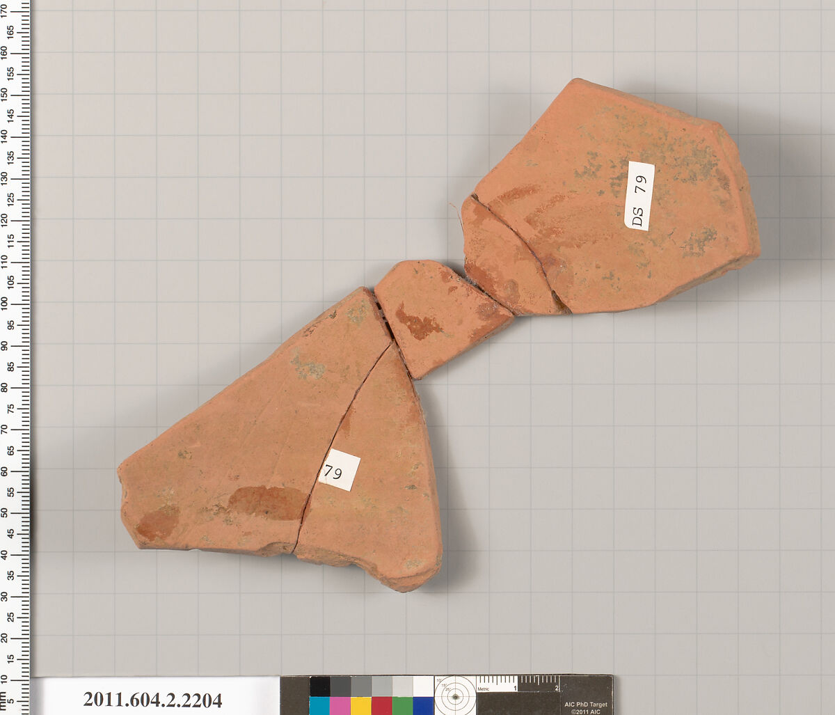 Terracotta fragment of a pot; unglazed on the inside, Terracotta, Greek, Attic