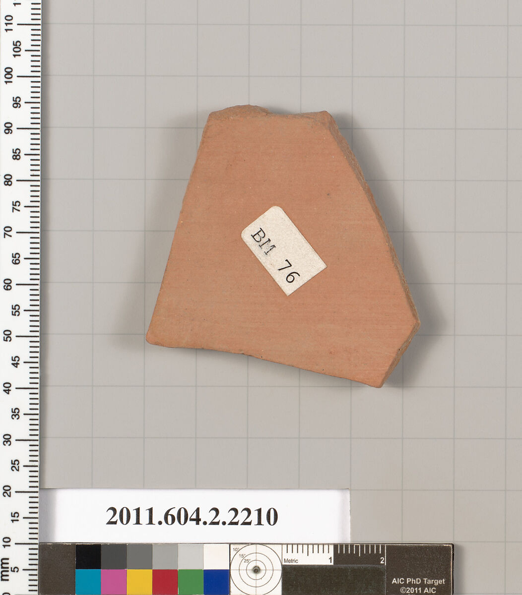 Terracotta fragment of a pot; unglazed on the inside, Terracotta, Greek, Attic