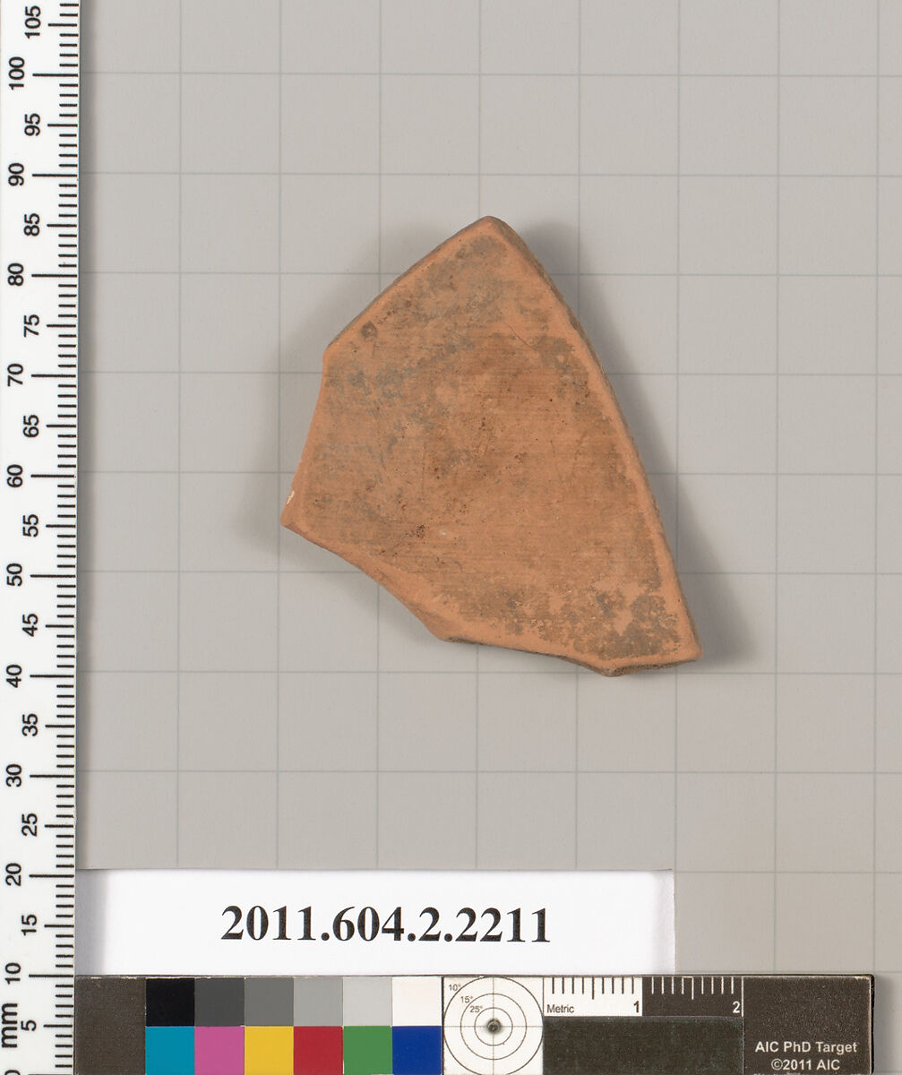 Terracotta fragment of a pot; unglazed on the inside, Terracotta, Greek, Attic