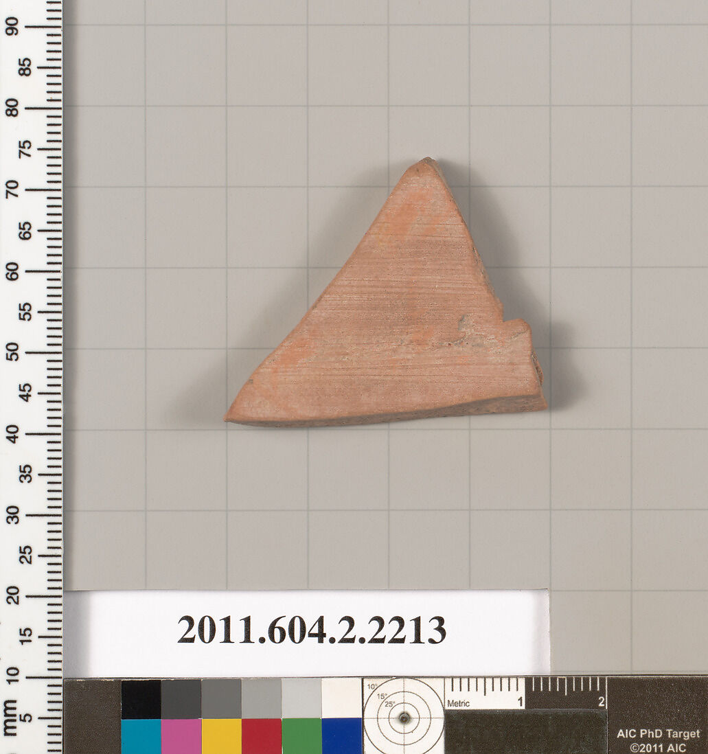 Terracotta fragment of a pot; unglazed on the inside, Terracotta, Greek, Attic