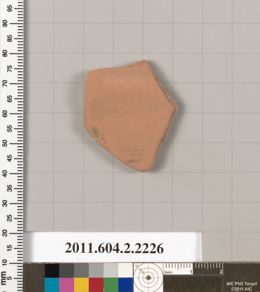 Terracotta fragment of a pot; unglazed on the inside, Terracotta, Greek, Attic