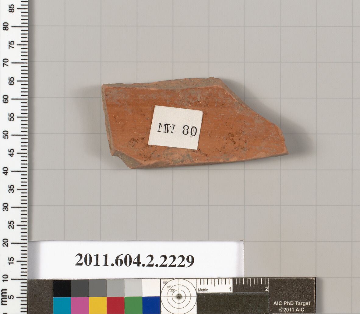 Terracotta fragment of a pot; unglazed on the inside, Terracotta, Greek, Attic
