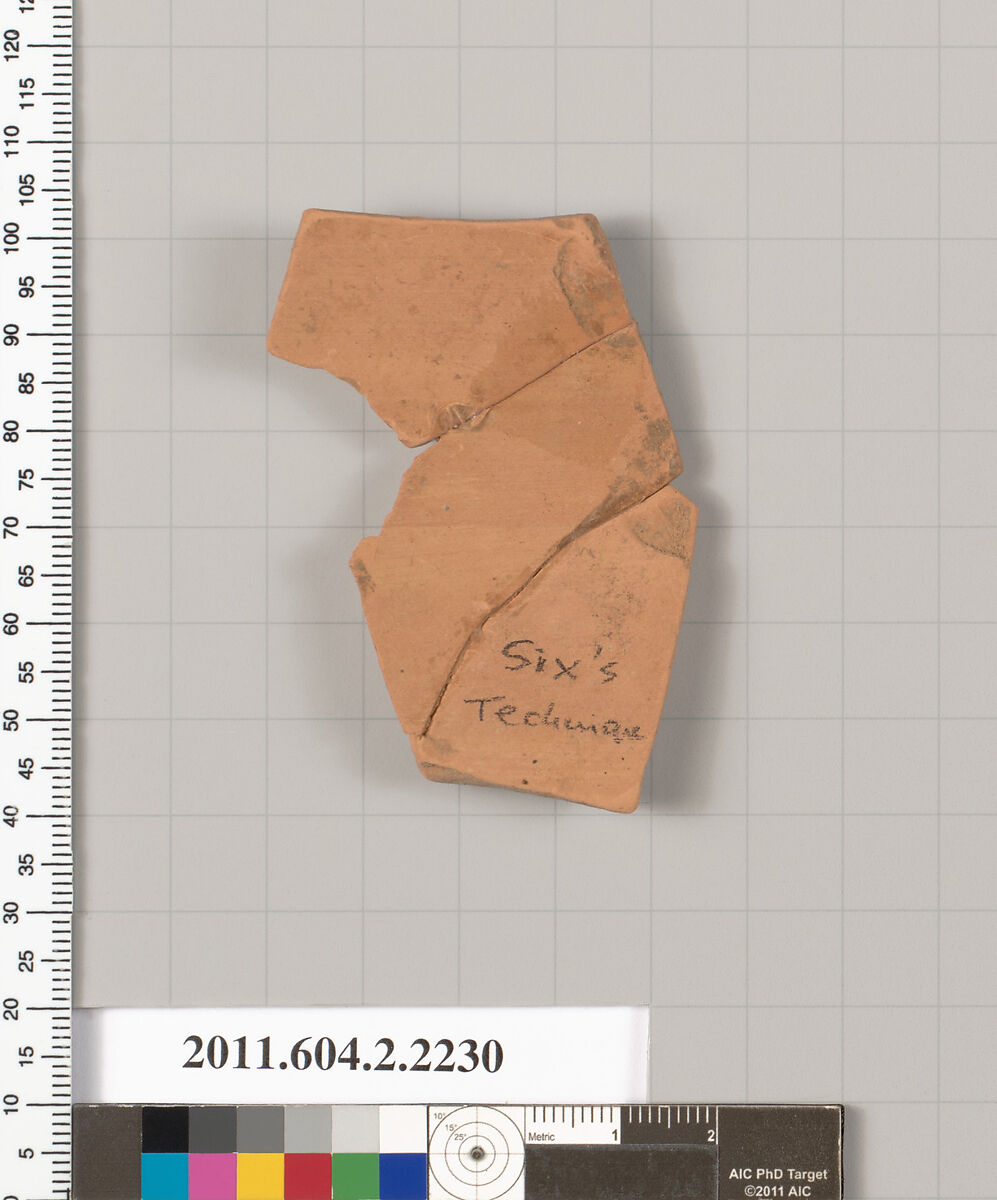 Terracotta fragment of a lekythos (oil flask)?, Terracotta, Greek, Attic