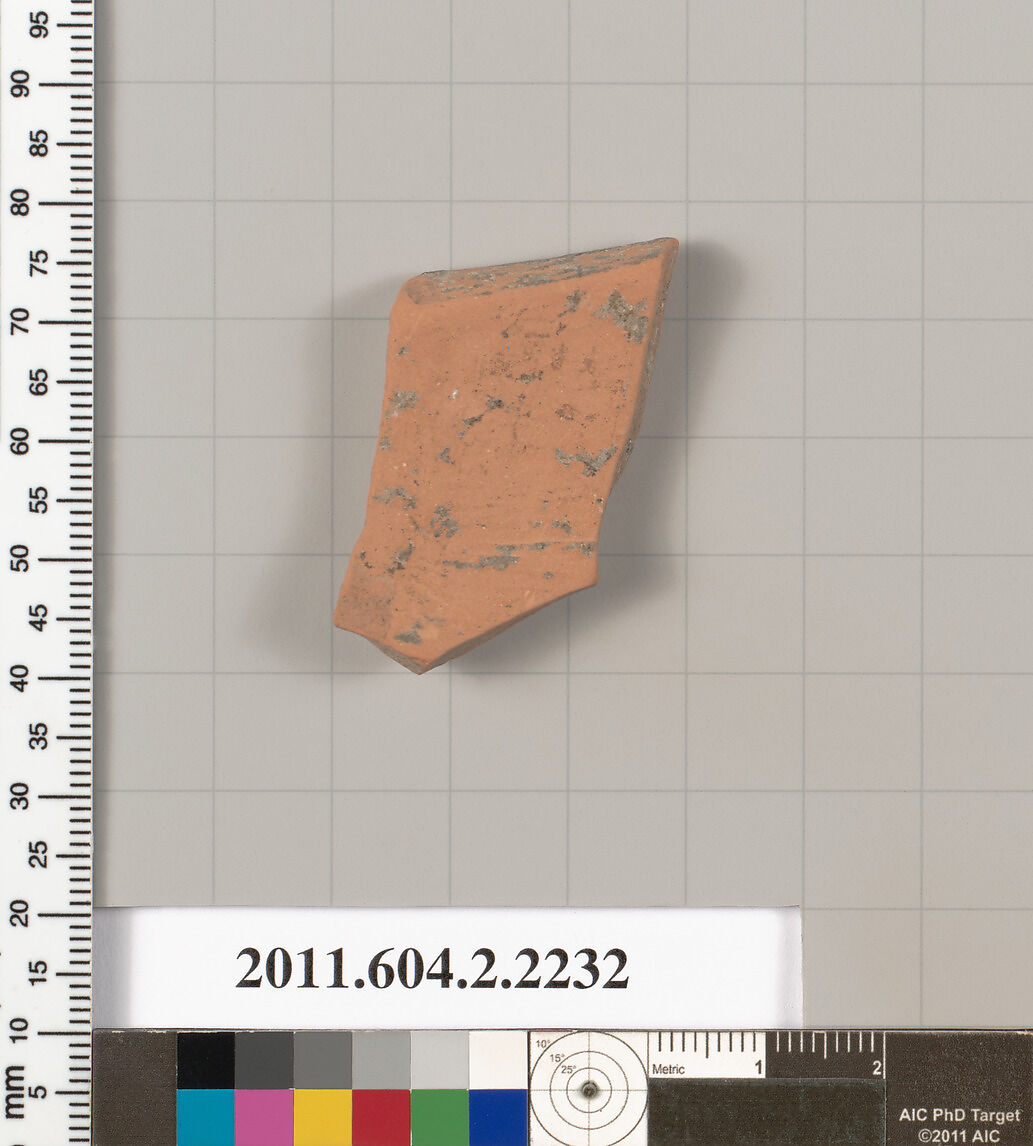 Terracotta fragment of a pot; unglazed on the inside, Terracotta, Greek, Attic