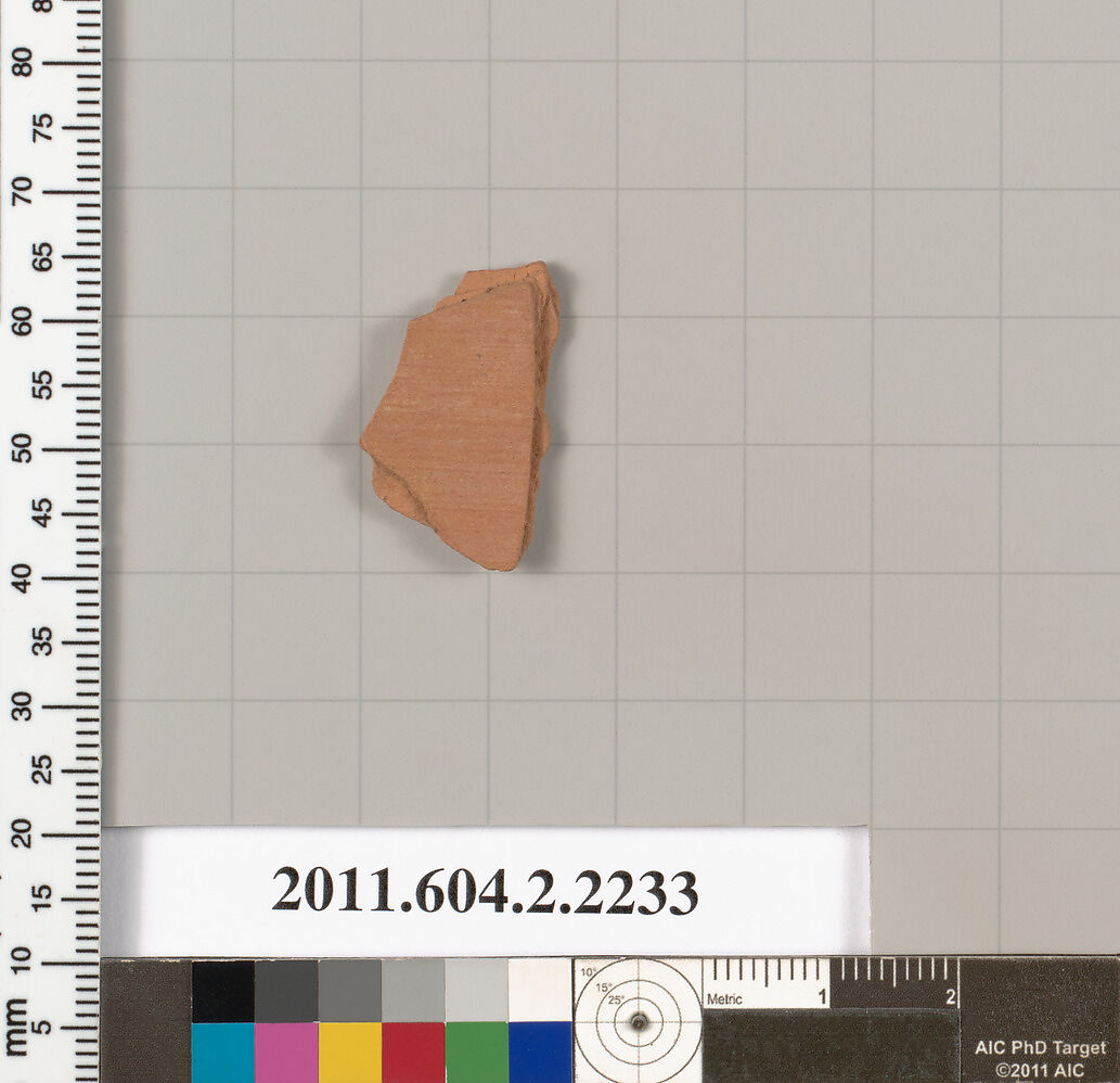Terracotta fragment of a pot; unglazed on the inside, Terracotta, Greek, Attic