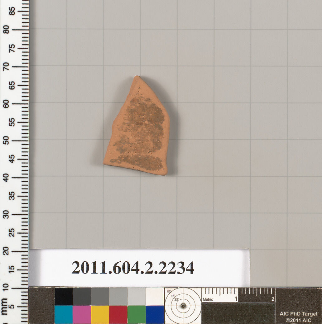 Terracotta fragment of a pot; unglazed on the inside, Terracotta, Greek, Attic