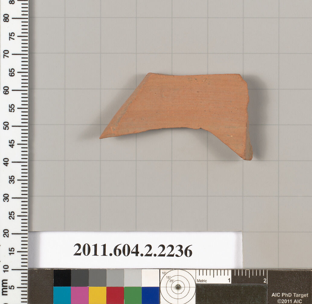 Terracotta fragment of a pot; unglazed on the inside, Terracotta, Greek, Attic