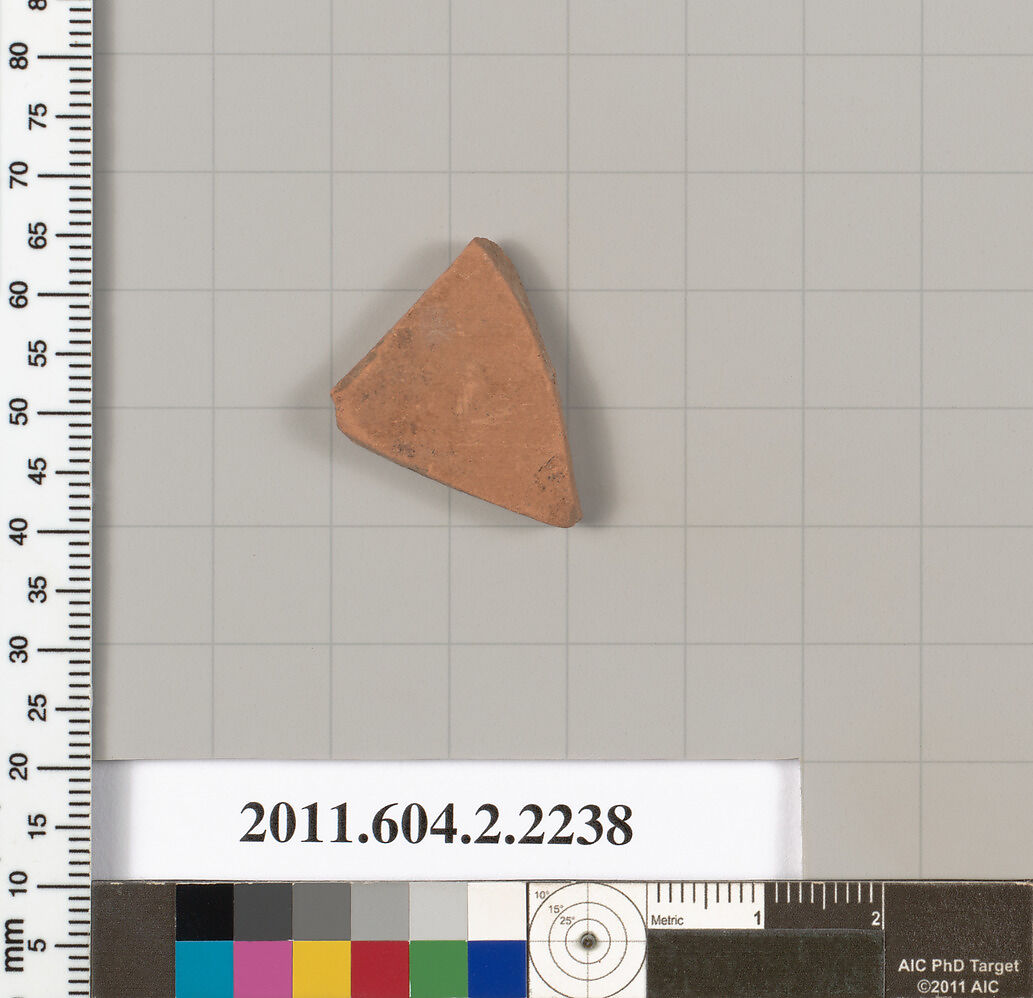 Terracotta fragment of a pot; unglazed on the inside, Terracotta, Greek, Attic