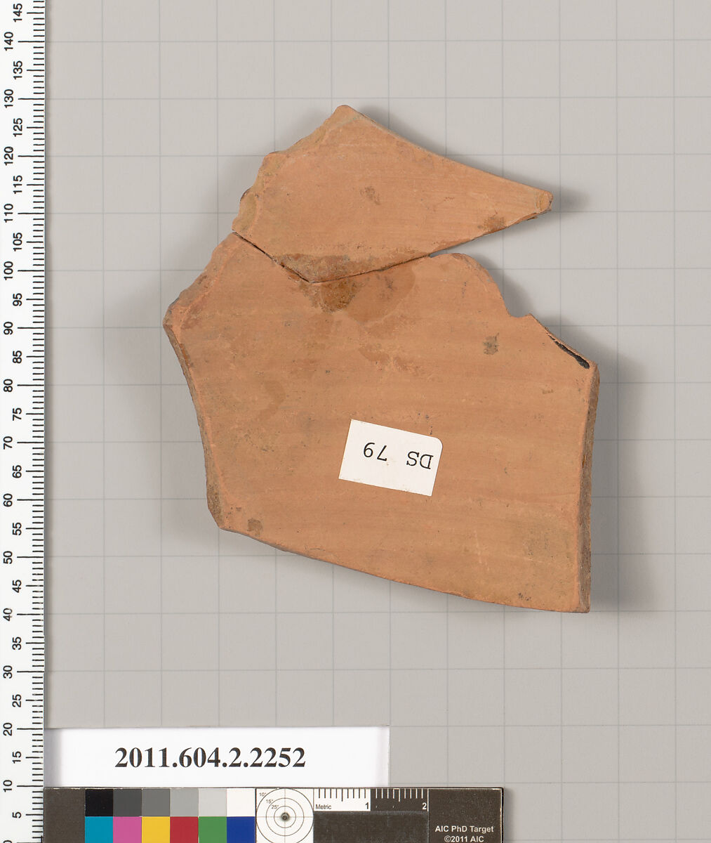 Terracotta fragment of an amphora (jar), Terracotta, Greek, Attic