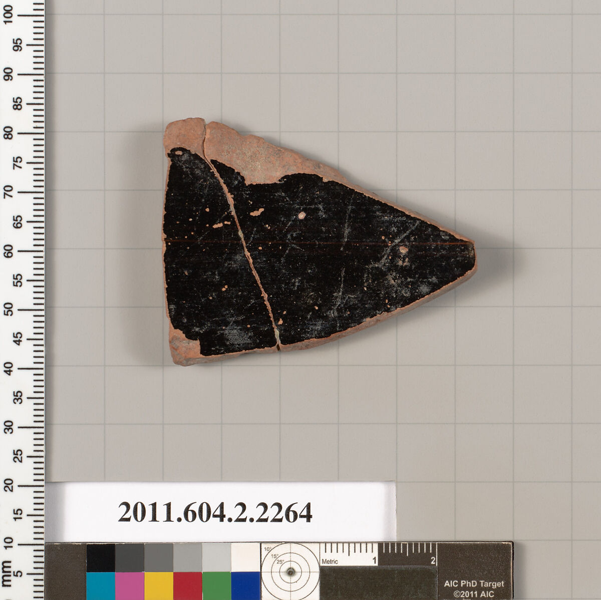 Terracotta fragment of a pot; glazed on the inside, Terracotta, Greek, Attic