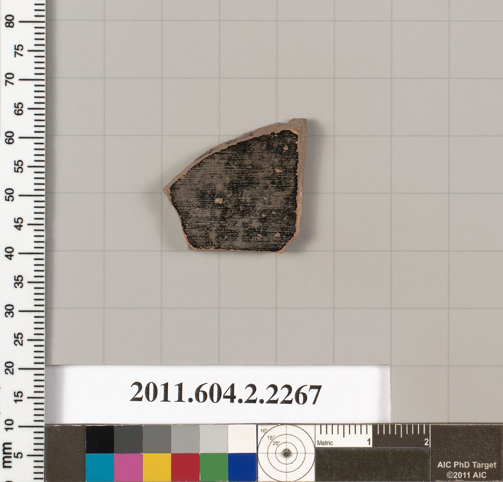 Terracotta fragment of a pot; glazed on the inside, Terracotta, Greek, Attic