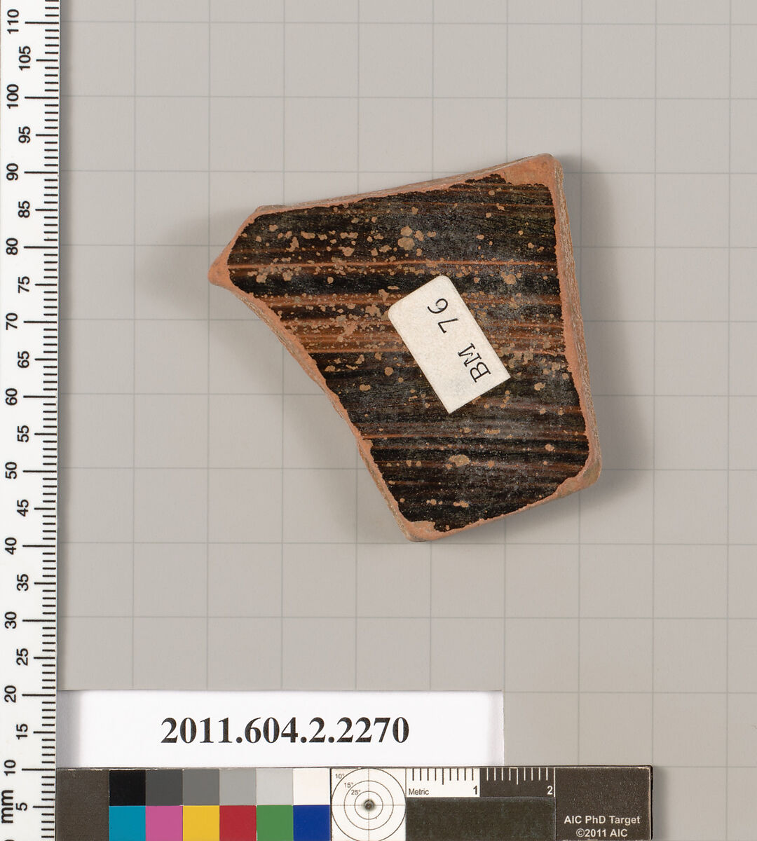 Terracotta fragment of a krater (bowl for mixing wine and water)?, Terracotta, Greek, Attic