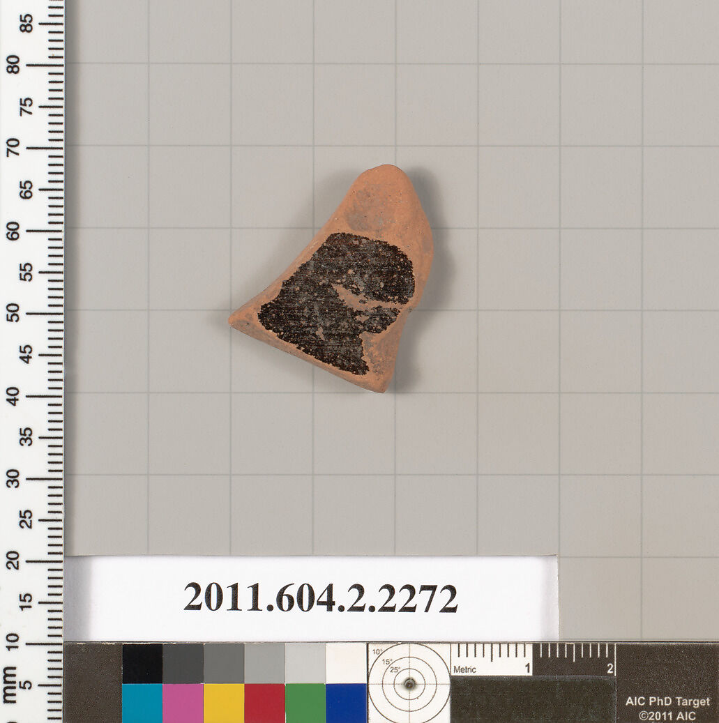 Terracotta fragment of a pot; glazed on the inside, Terracotta, Greek, Attic