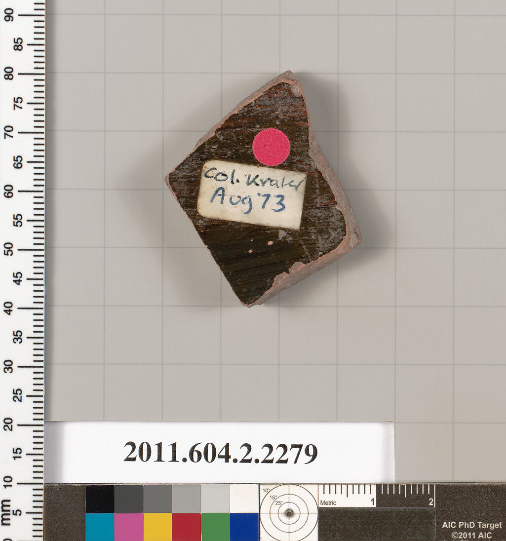 Terracotta fragment of a column-krater (bowl for mixing wine and water)?, Terracotta, Greek, Attic