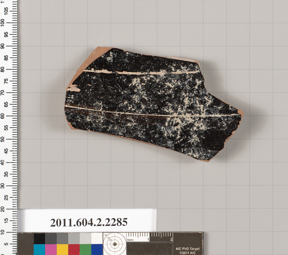 Terracotta fragment of a pot; glazed on the inside, Terracotta, Greek, Attic