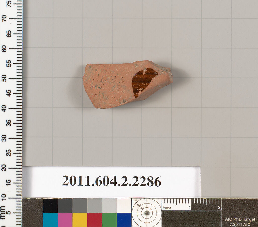 Terracotta fragment of a pot; glazed on the inside, Terracotta, Greek, Attic