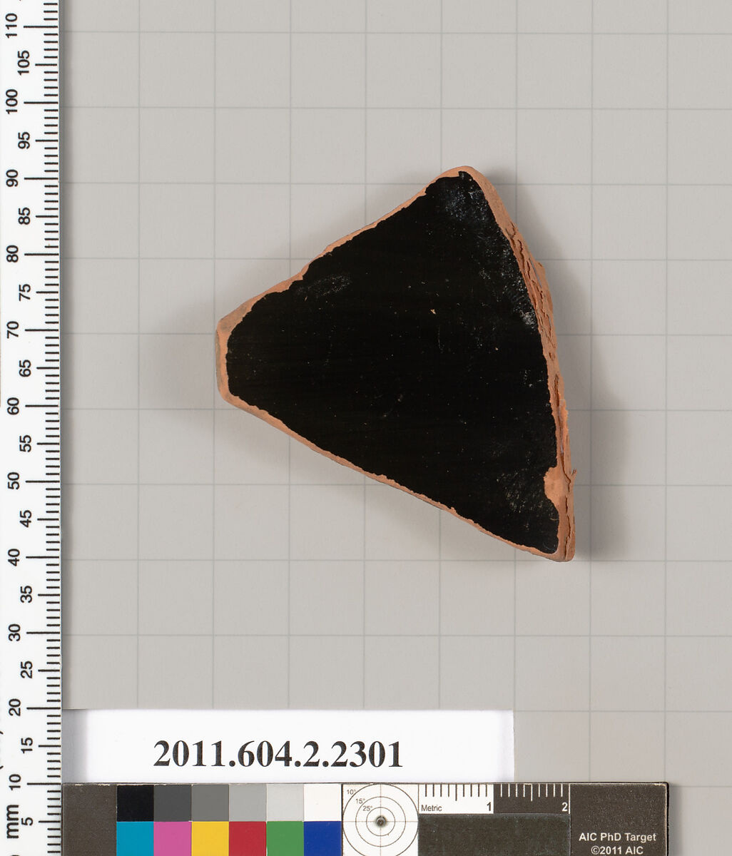 Terracotta fragment of a krater (bowl for mixing wine and water)?, Terracotta, Greek, Attic