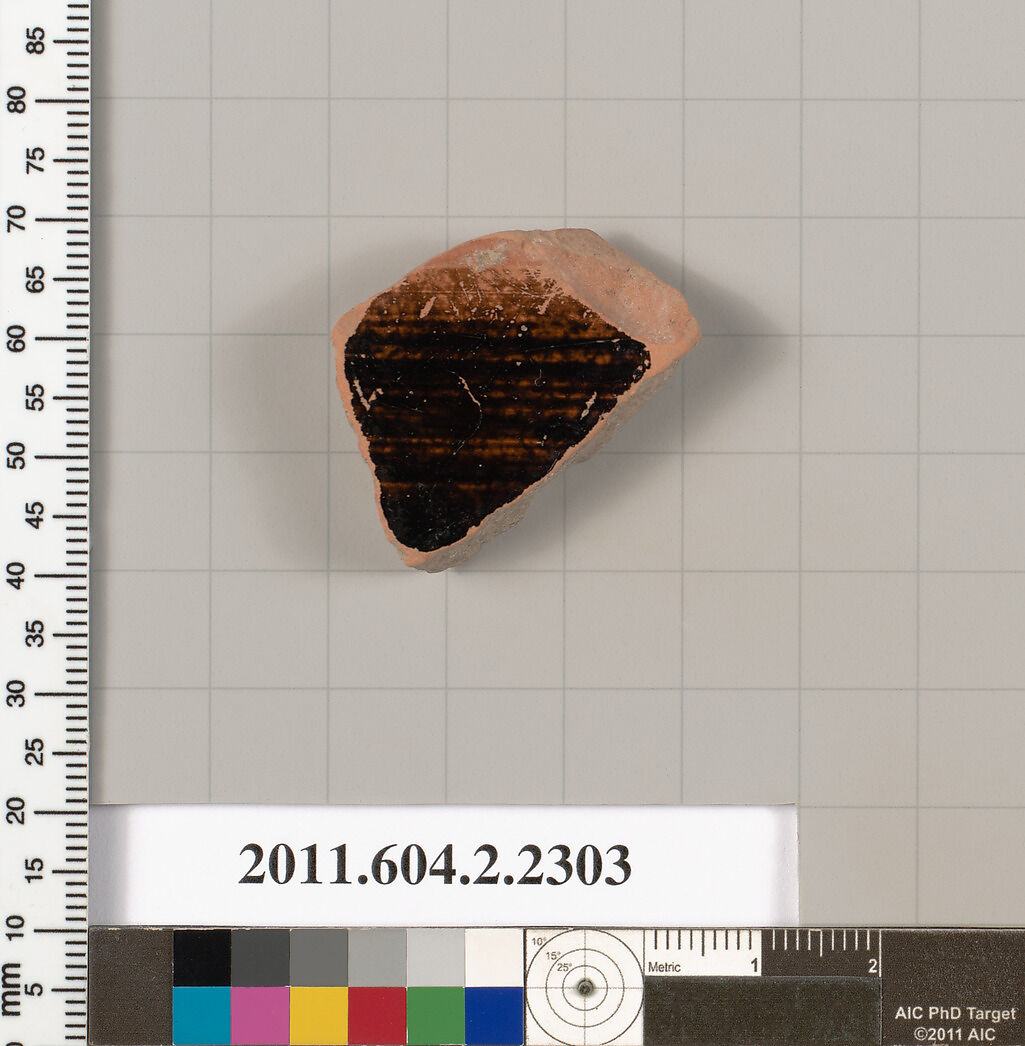 Terracotta fragment of a krater (bowl for mixing wine and water)?, Terracotta, Greek, Attic