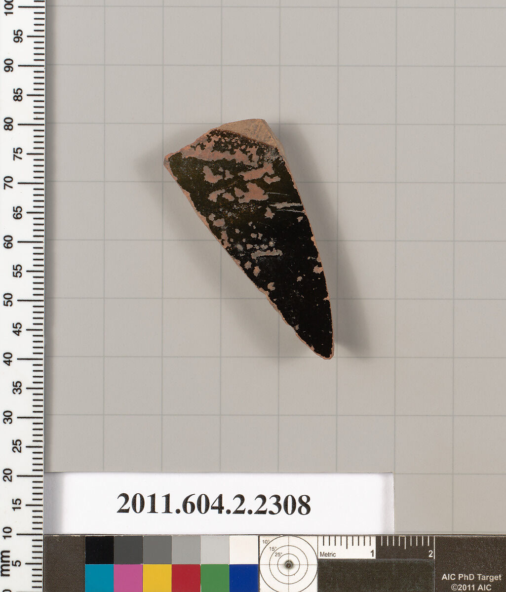 Terracotta fragment of a krater (bowl for mixing wine and water)?, Terracotta, Greek, Attic