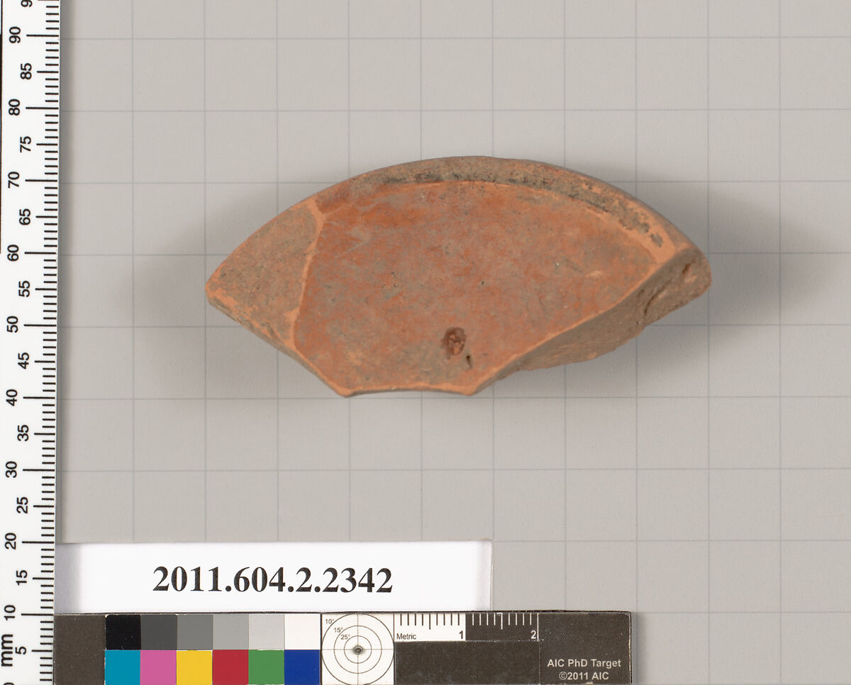 Terracotta fragment of an oinochoe (jug)?, Terracotta, Greek, Attic