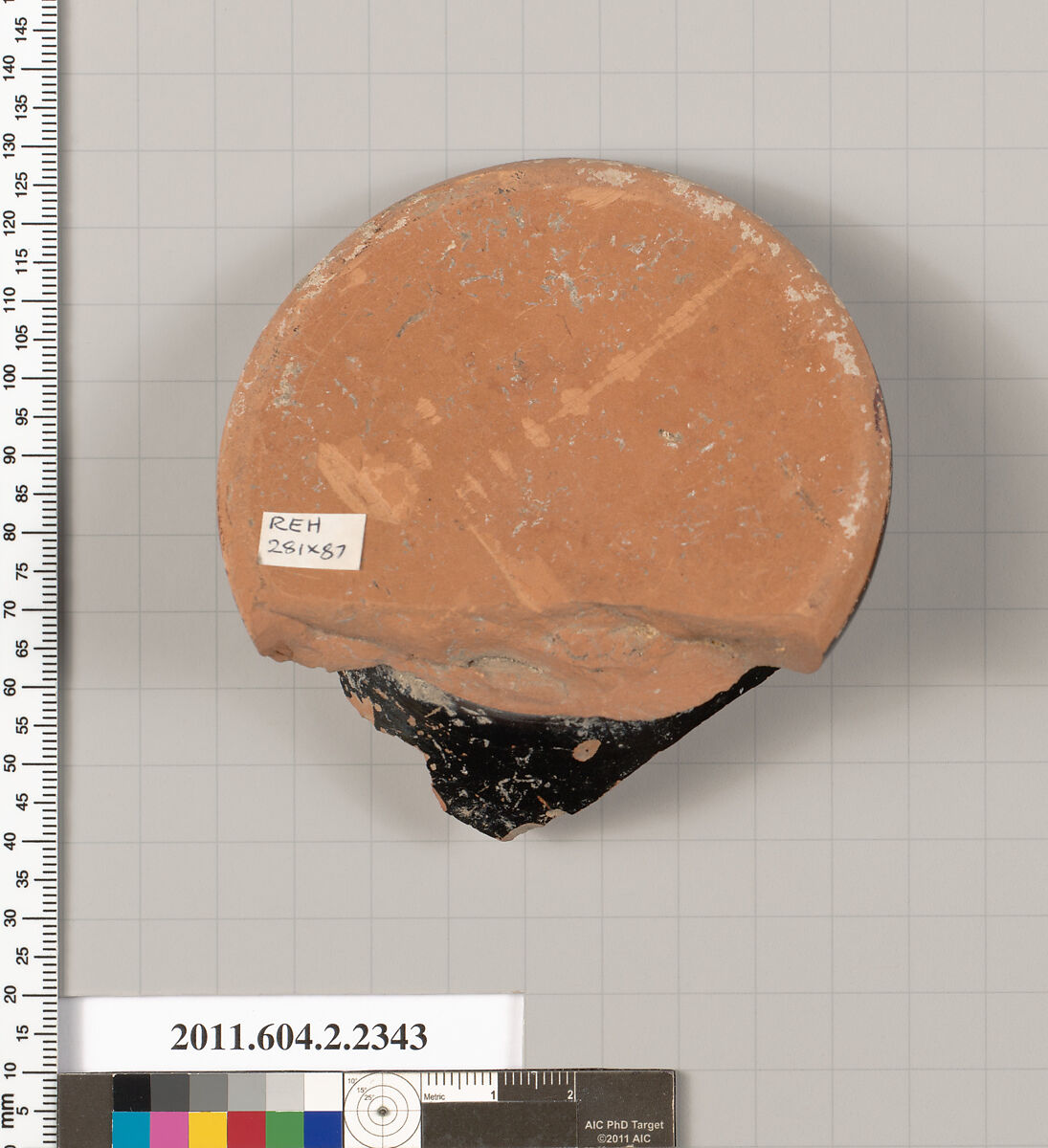 Terracotta fragment of an oinochoe (jug)?, Terracotta, Greek, Attic